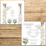 présentation FP mariage colonnes fleurs blanches hortensias roses gypso fond blanc