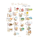 affiche A3 abécédaire beige lin mixte