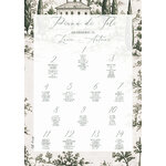 affiche plan de tables 60x80 mariage domaine cyprès monochrome vert foncé