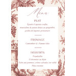 menu A5 mariage vignes monochrome bordeau