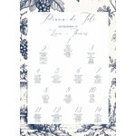 affiche plan de tables 60x80 mariage vignes monochrome bleu