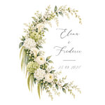 FP mariage couronne ovale fleurs vertes et blanches 12,5x17,8 recto