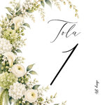 numéro de table couronne ovale fleurs vertes et blanches