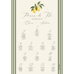 affiche plan de tables 60x80 mariage dolce vita citron + rayures vertes
