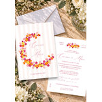 présentation FP mariage couronne fleurs orange et fuchsia 12,5x17,8