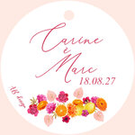 éti couronne fleurs orange et fuchsia
