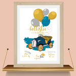 affiche voiture vintage bleu canard