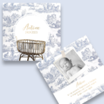 présentation FP naissance couffin + toile de jouy bleu