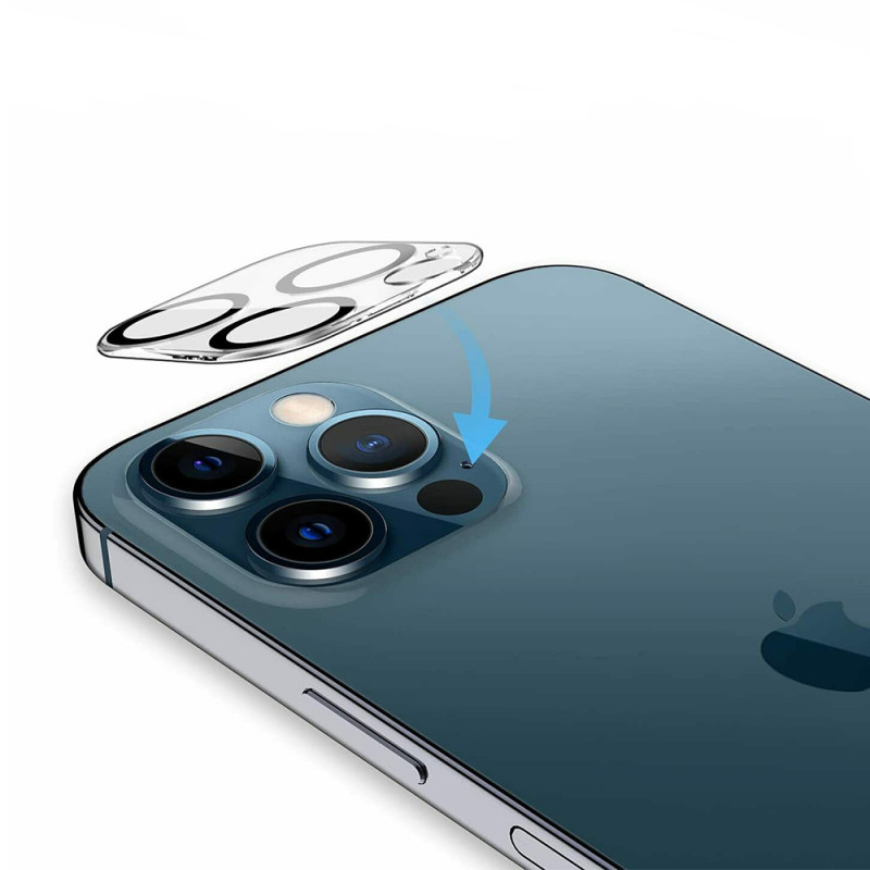 Film en verre trempé lentille caméra arrière contour noir iPhone 12 Pro