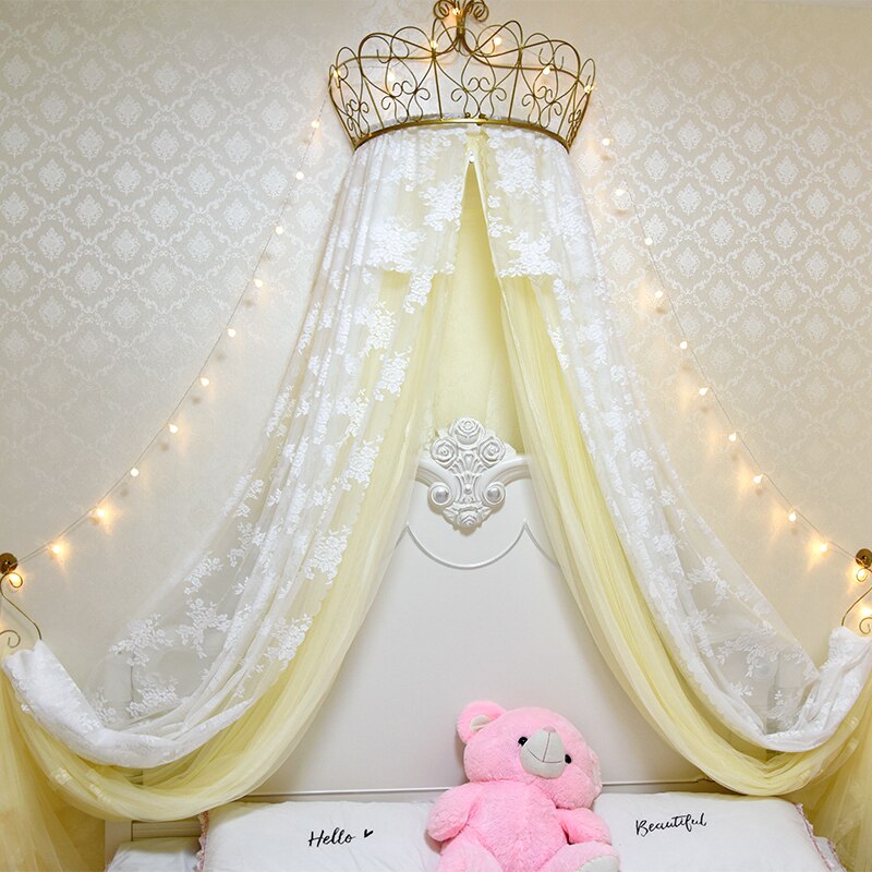 Princess Bed Canopy with Crown | Yellow Veil
