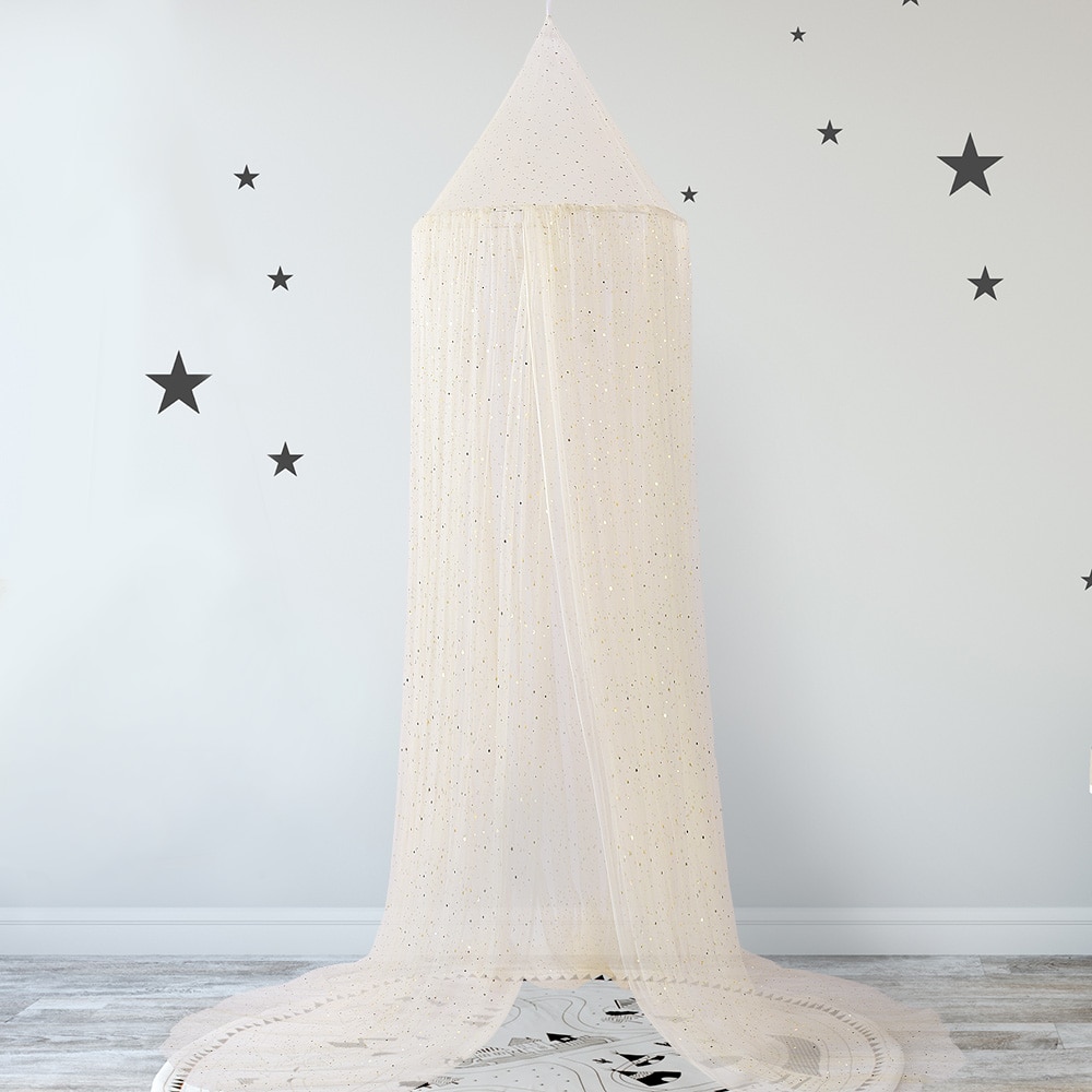 Baby Bed Canopy | Beige Glitter
