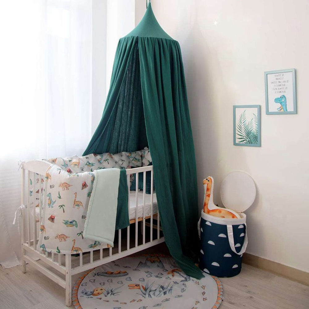 Baby Bed Canopy | Cotton Muslin Pine green | Super Sweetness