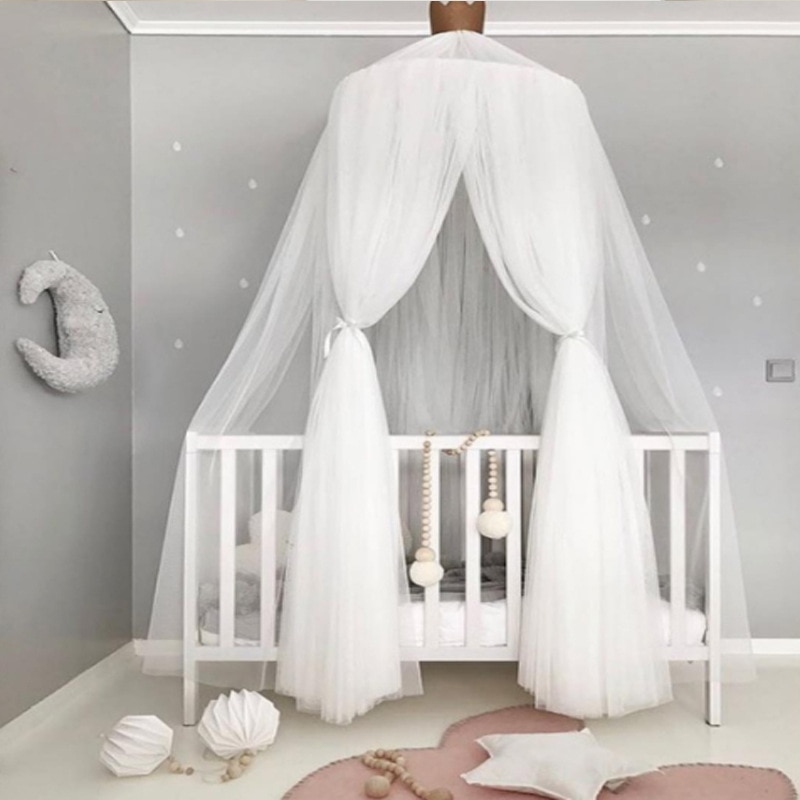 Baby Bed Canopy | White with Crown