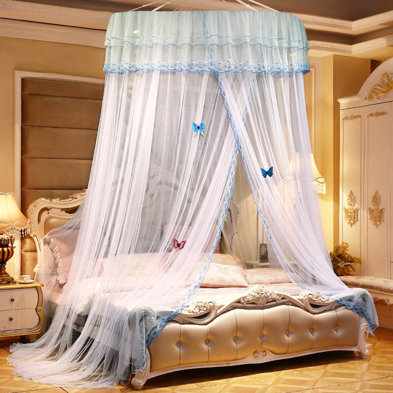 Adult Bed Canopy | Light Blue with Patterns