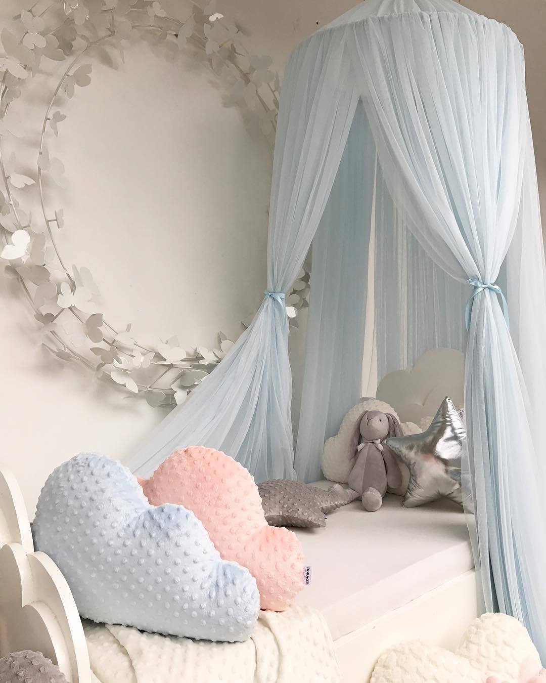 Baby Bed Canopy | Pastel Blue Light Fabric