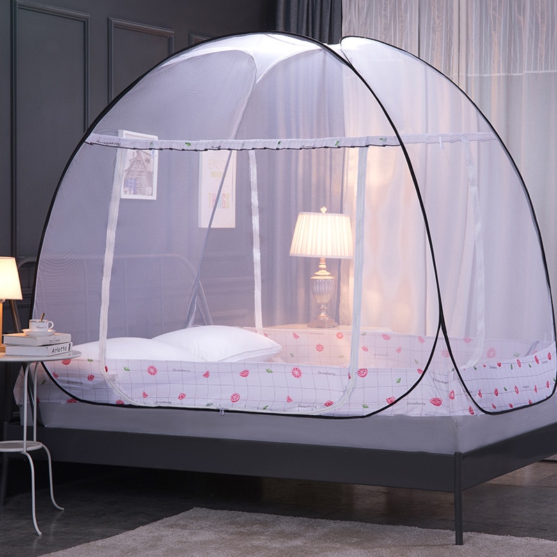 Mosquito Net Double Bed | Black Minimalist Design