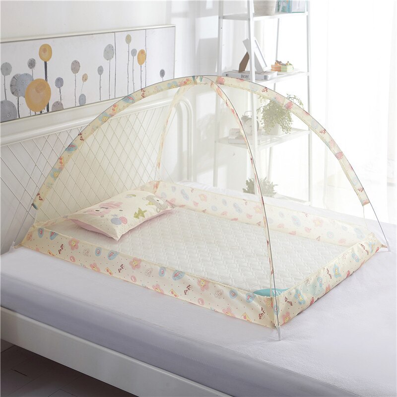 Mosquito Net Baby Bed | Yellow with Patterns