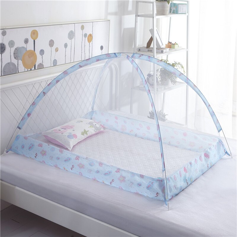 Mosquito Net Baby Bed | Blue with Patterns