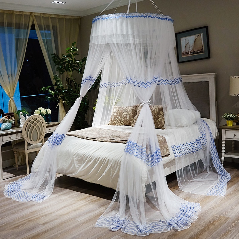 Adult Bed Canopy | Blue Native American Pattern