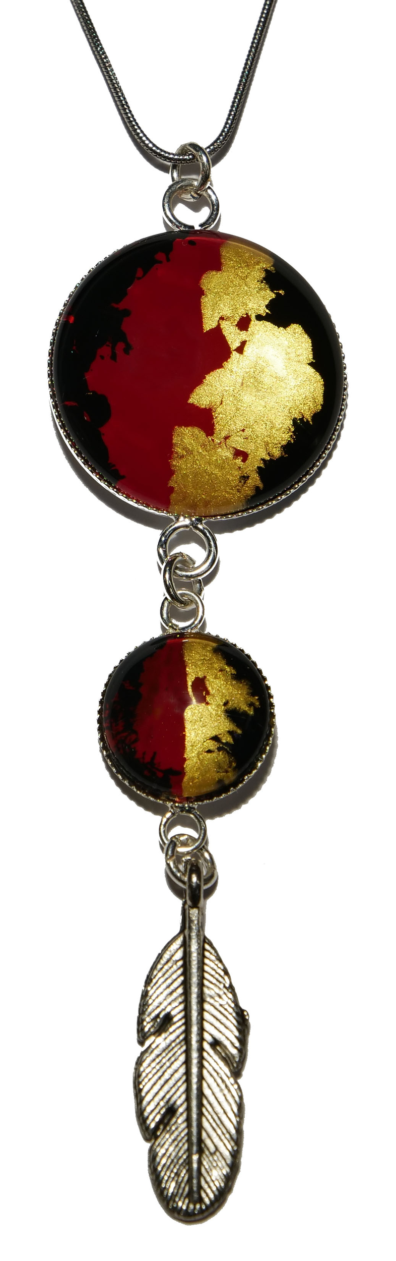 Collier Plume rouge~violet