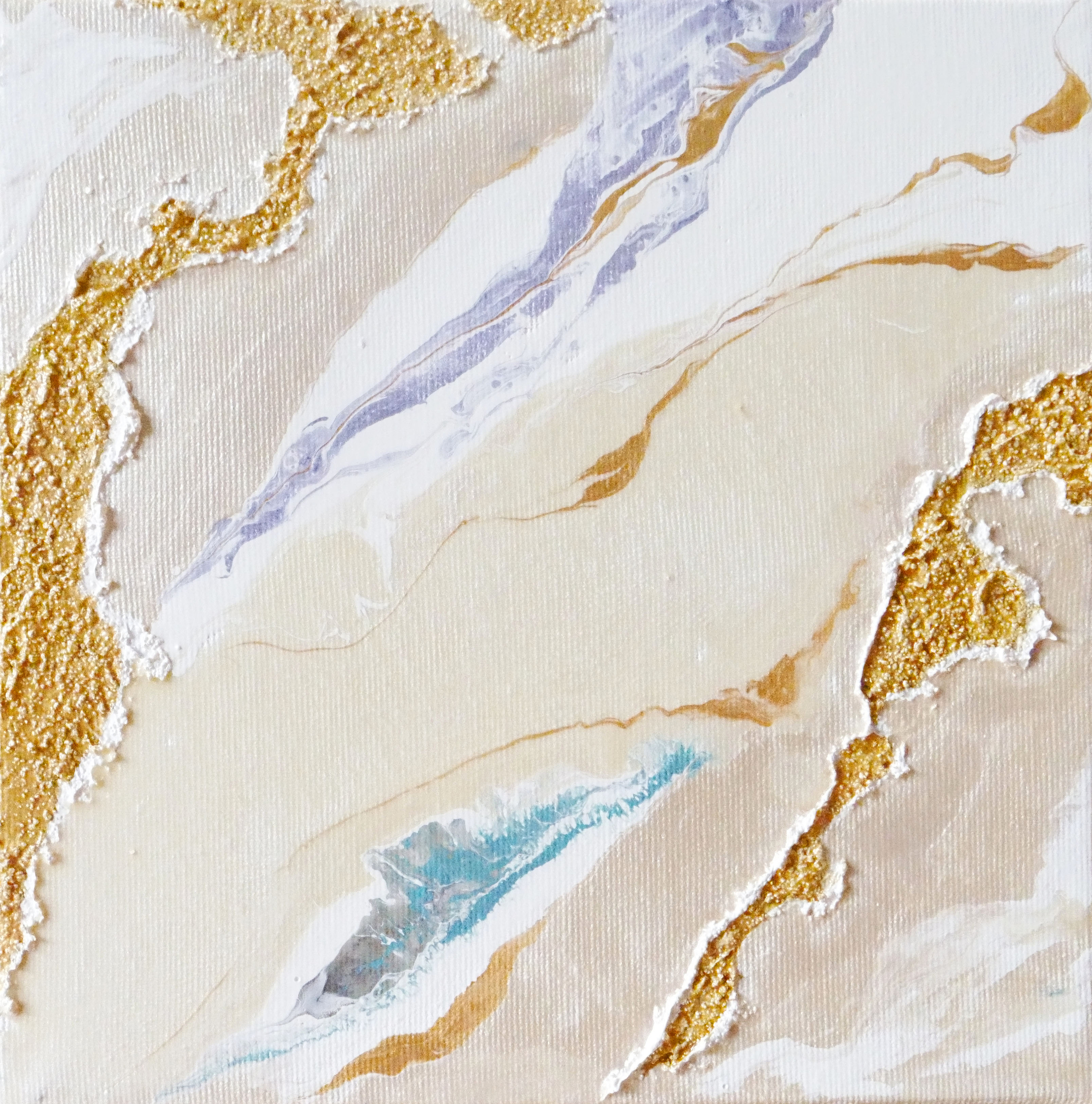 Abstrait Blanc & Doré 20x20 cm