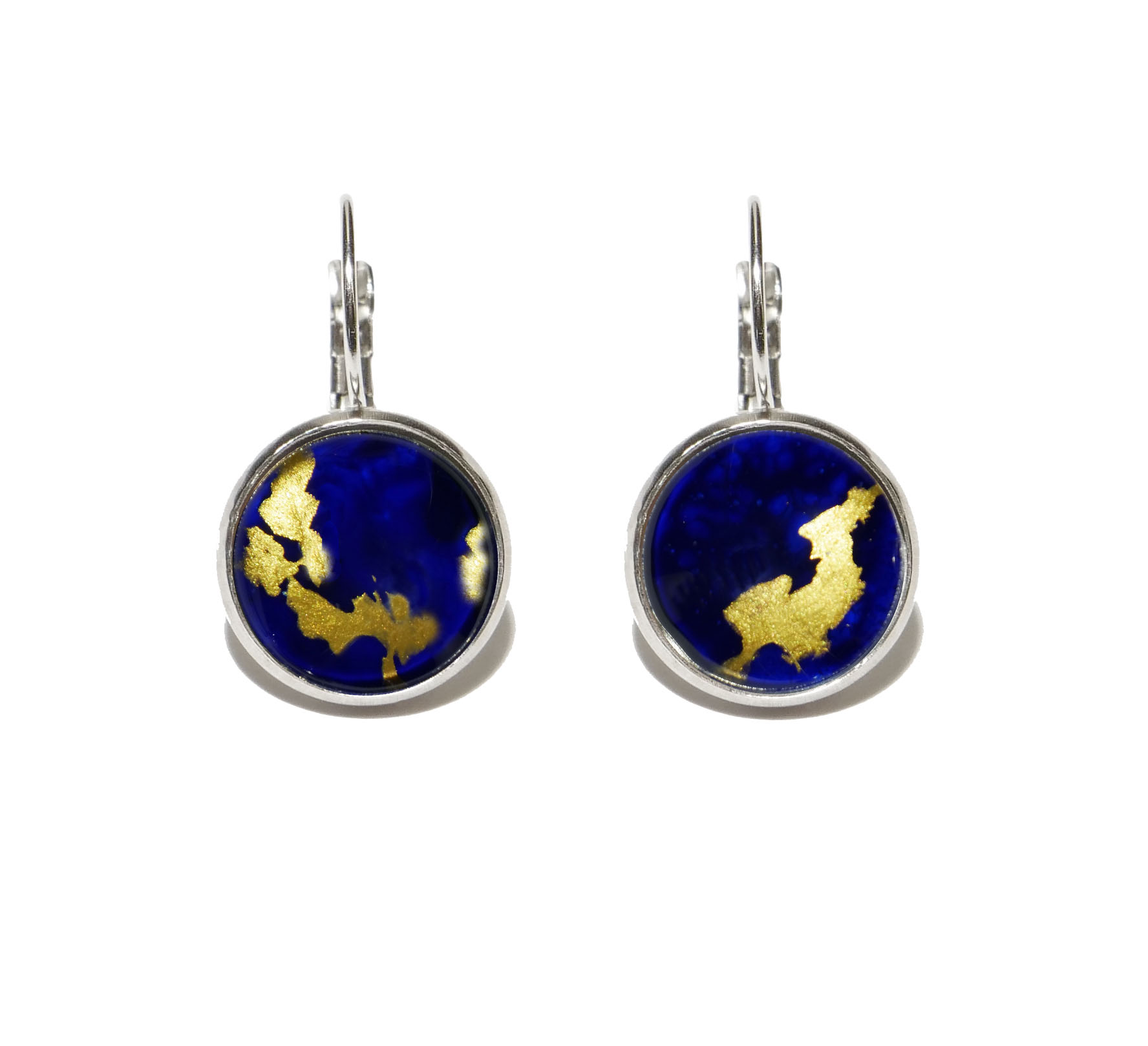 Boucles d\'oreilles intemporelles bleu~vert
