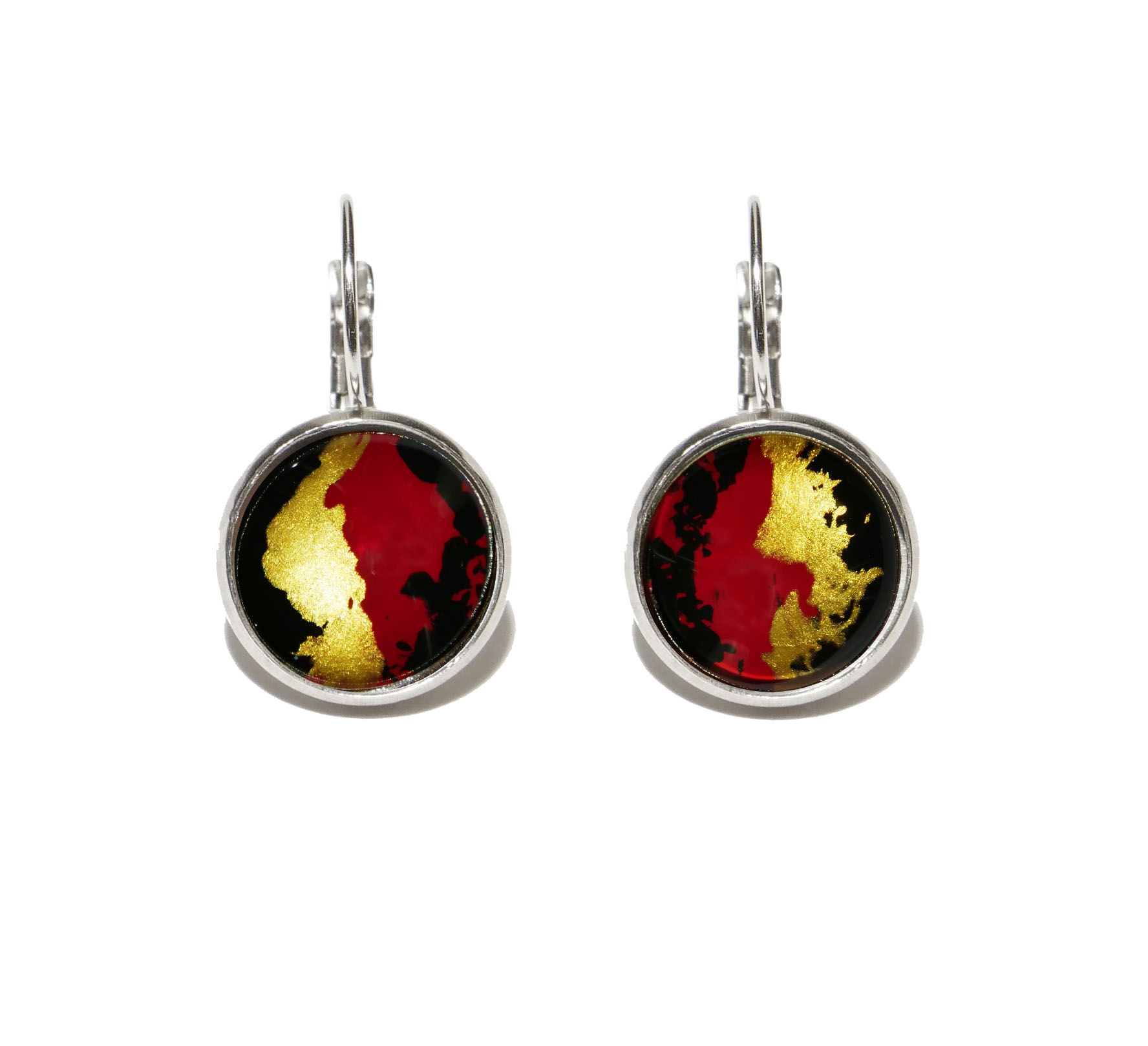 Boucles d\'oreilles intemporelles rouge~violet