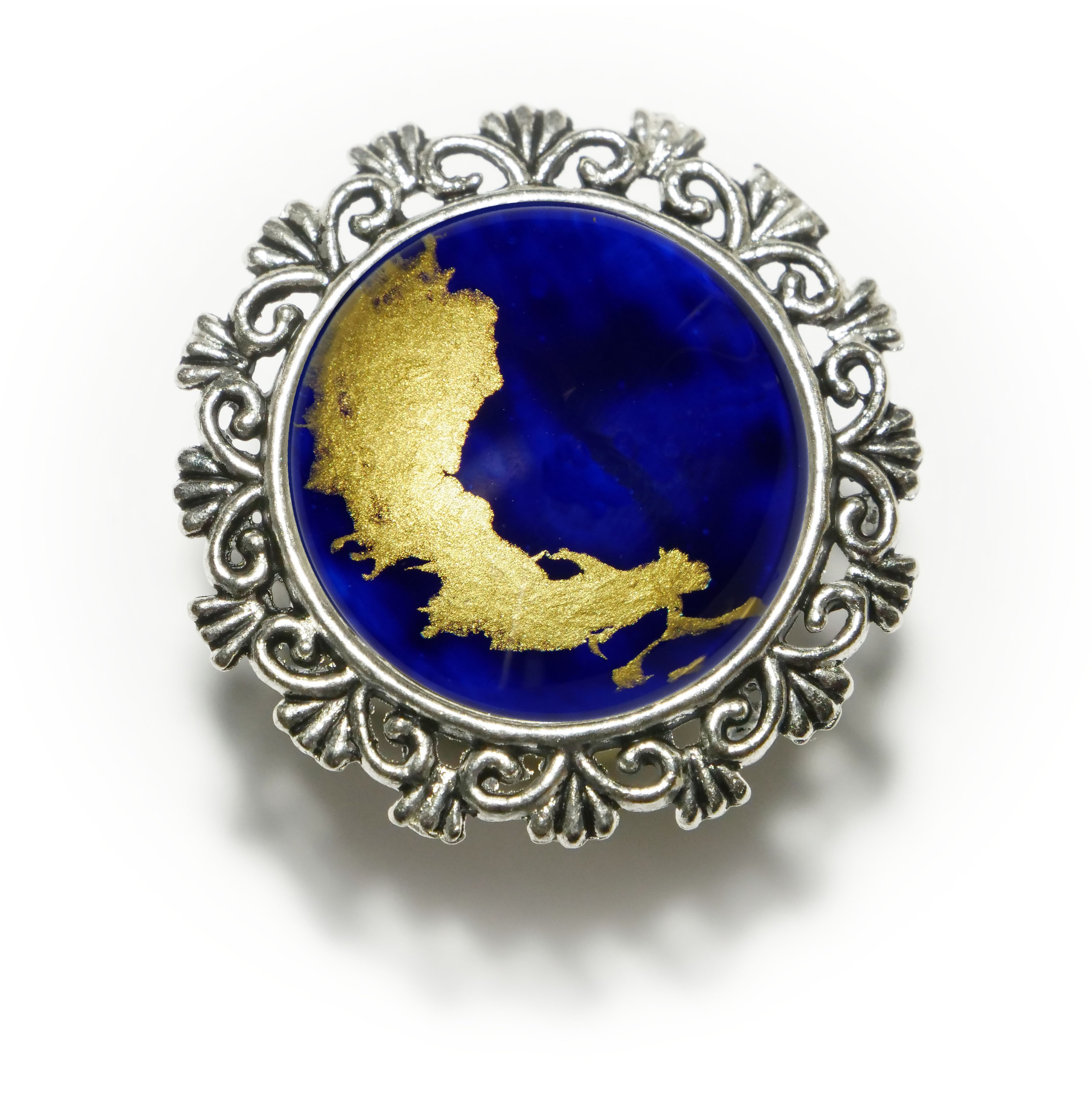 Bague dentelle bleu~vert