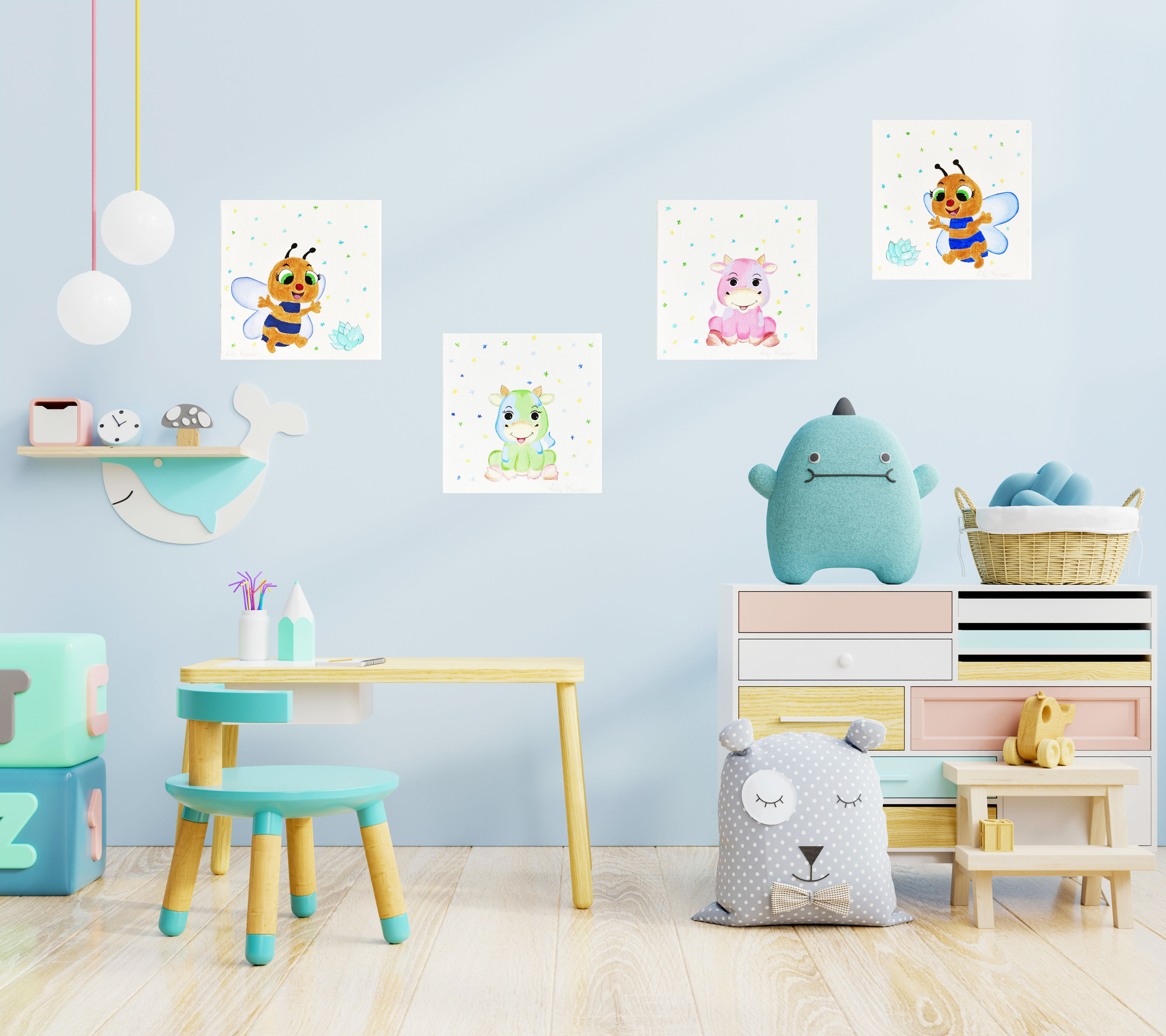 mockup-wall-children-s-room-wall-blue-colors