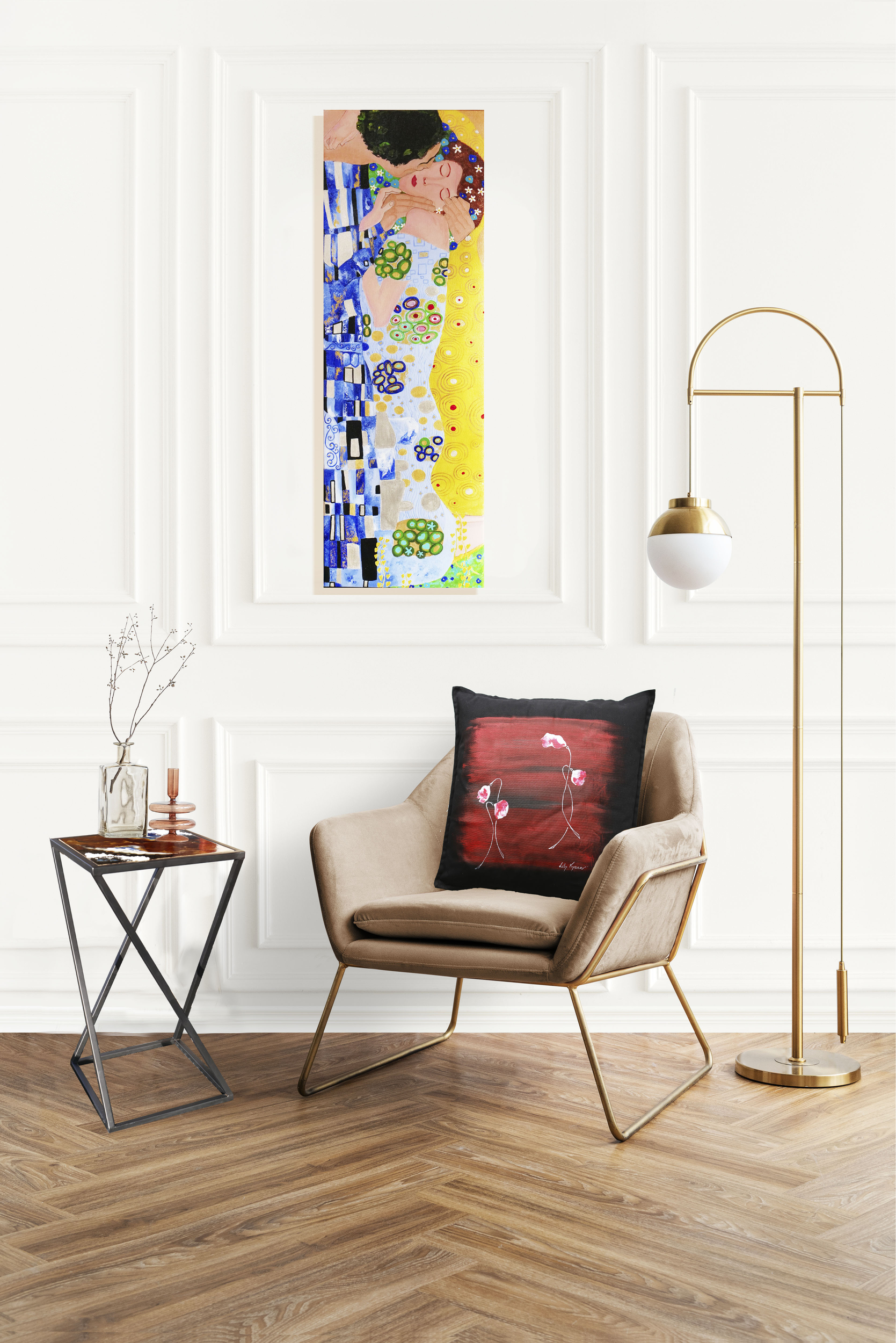 living klimt table coussin rouge