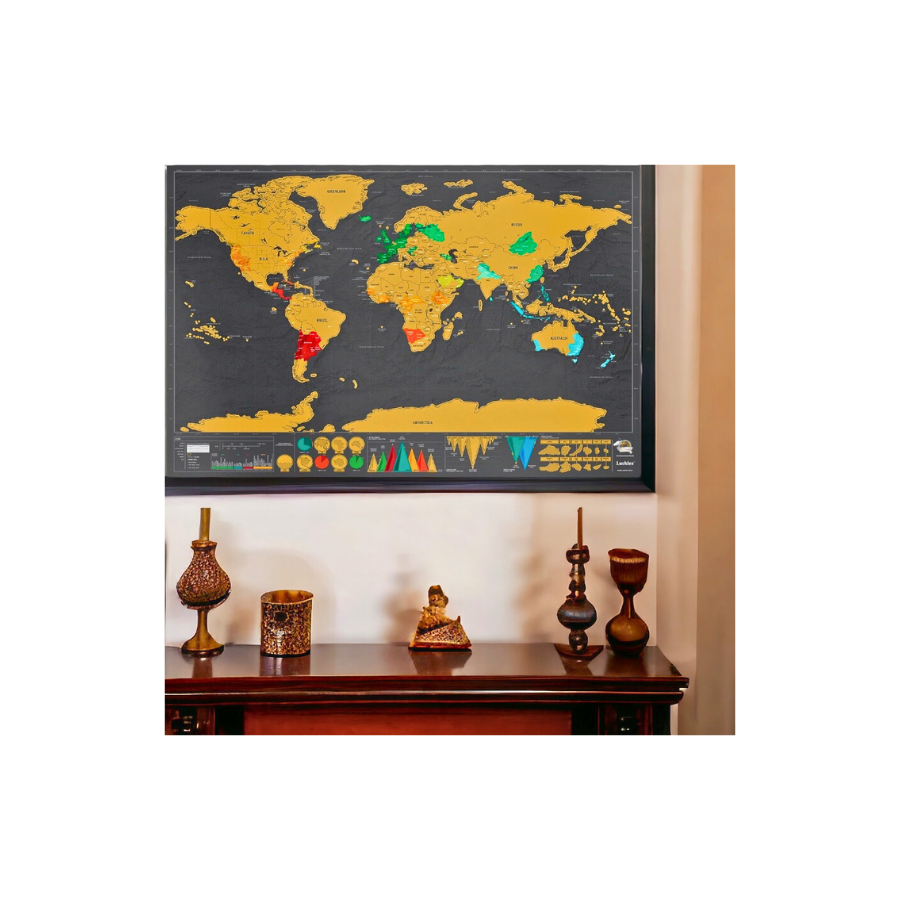 Carte du Monde à Gratter /Vins & Lifestyle/50x70cm/Flakon