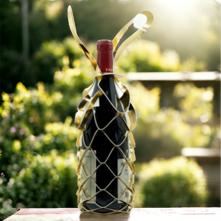 Sac Cadeau Bouteille Vin/Transportez votre Vin/Filet Doré/Vinstrip