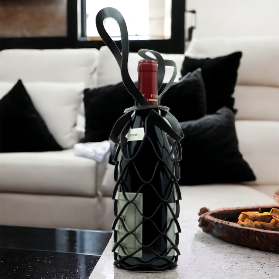 Sac Cadeau Bouteille Vin Filet Noir