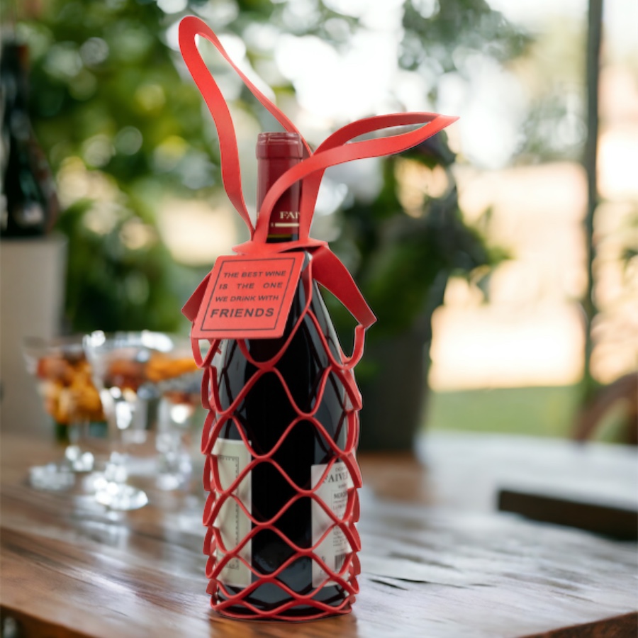 Sac Cadeau Bouteille Vin Filet rouge