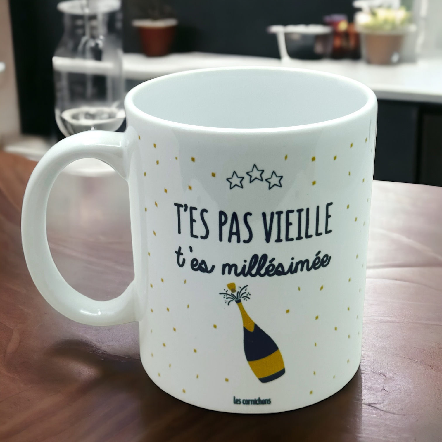 Mug Anniversaire femme humour/Vins Lifestyle/33 cl/Les Cornichons