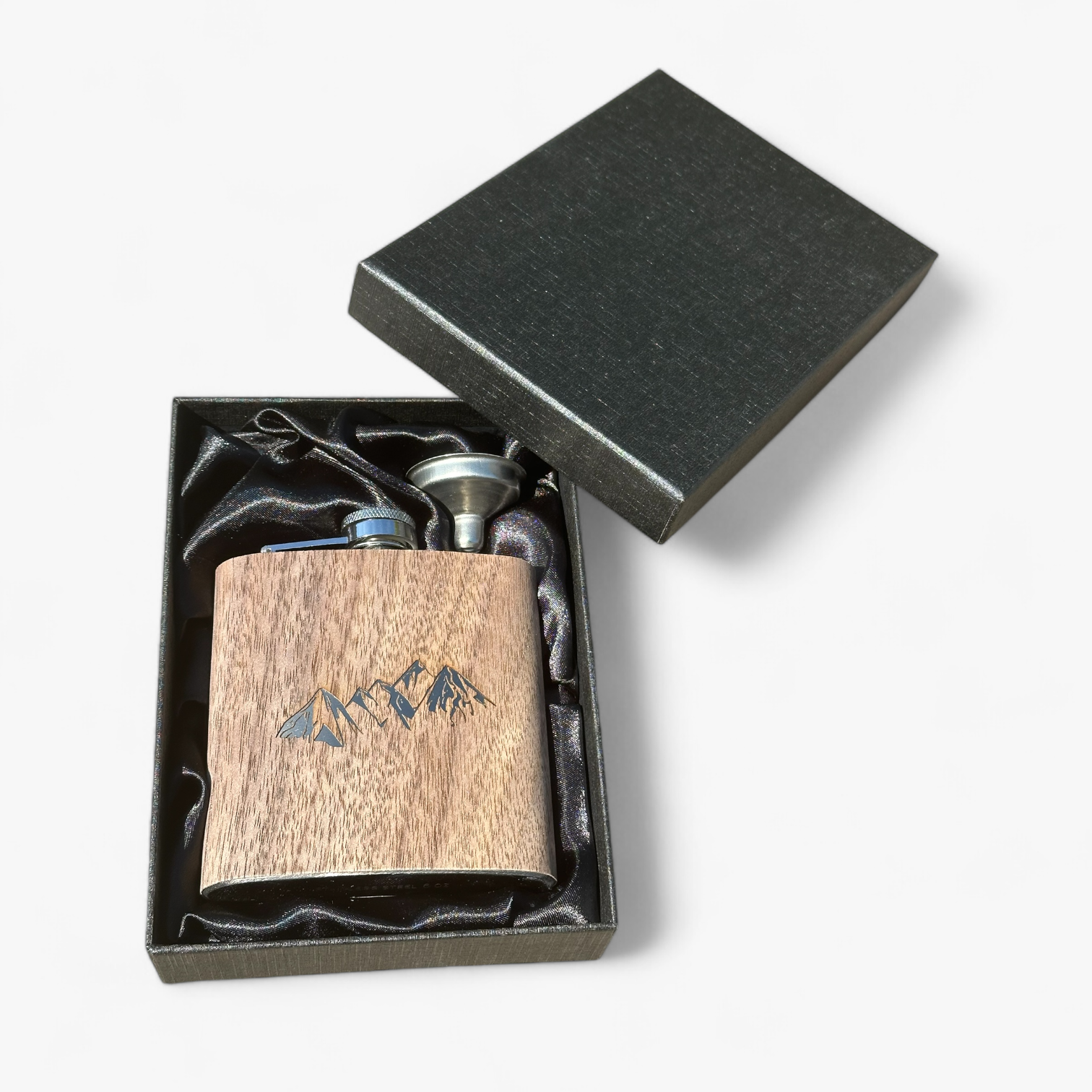 Flasque Alcool Inox, Bois, Motif/Flasques alcool/150 ml/Cowstyle
