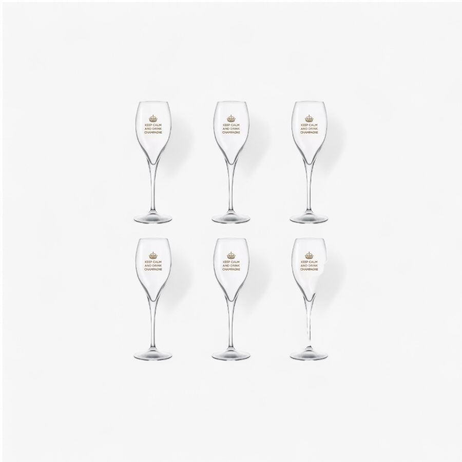 6 Verres à Champagne Keep Calm – Verres Élégants 16 cl
