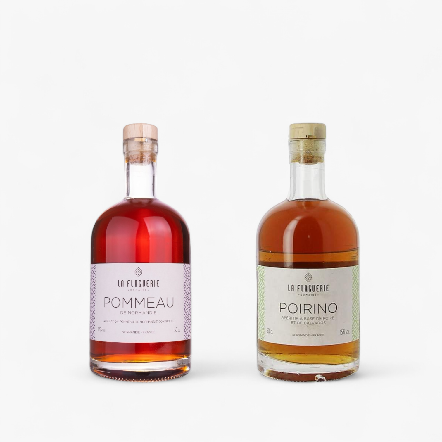 Coffret Normand Pommeau-Poirino/Nos coffrets/2x50cl/La Flaguerie