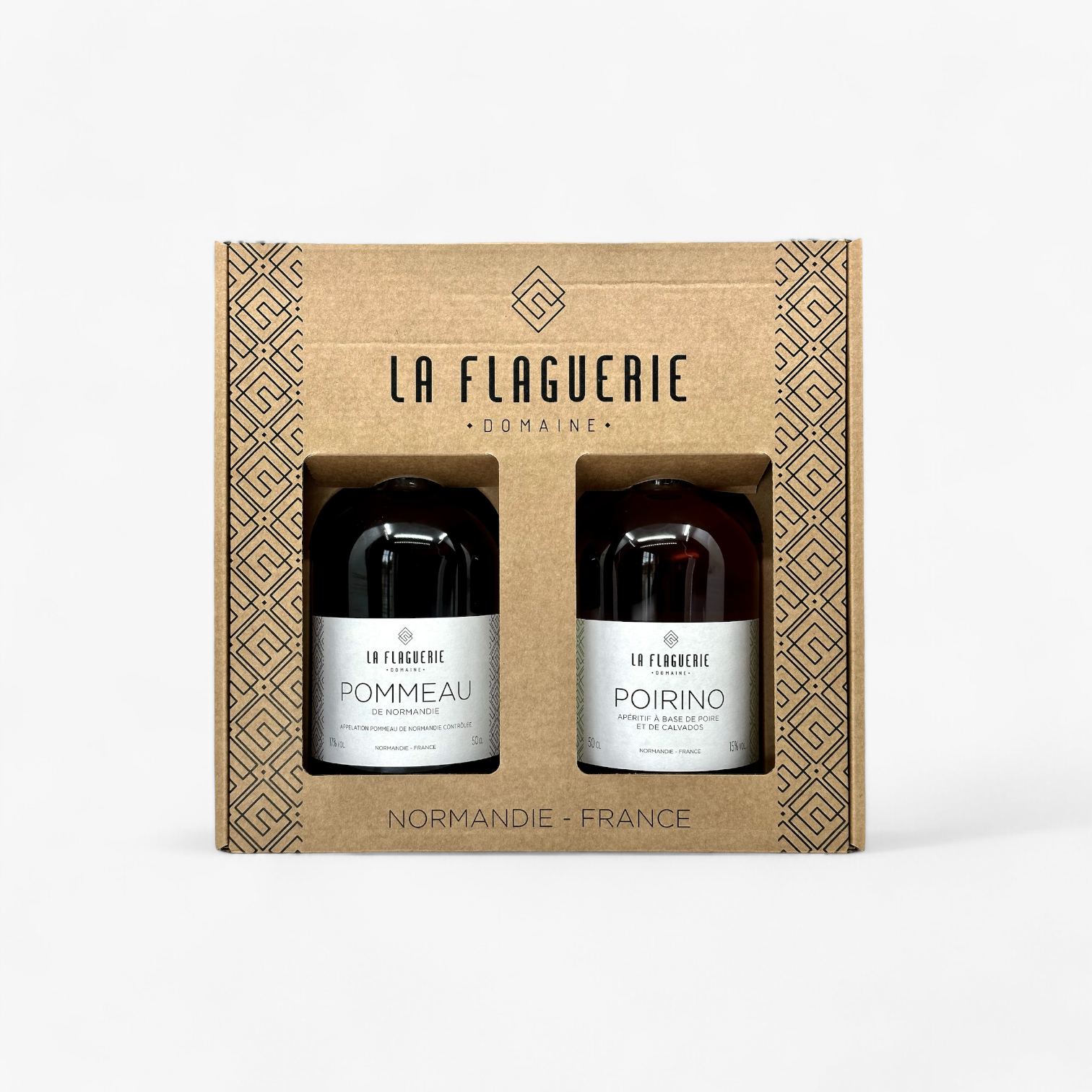 Coffret Normand Pommeau-Poirino/Nos coffrets/2x50cl/La Flaguerie