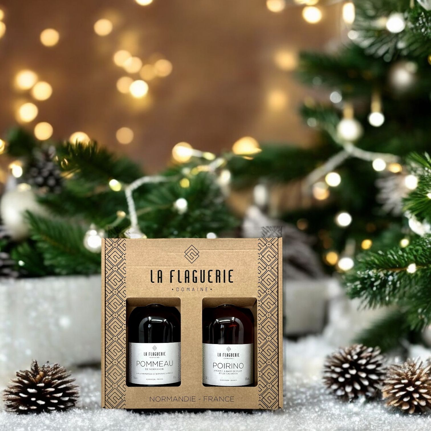 Coffret Normand Pommeau-Poirino/Nos coffrets/2x50cl/La Flaguerie