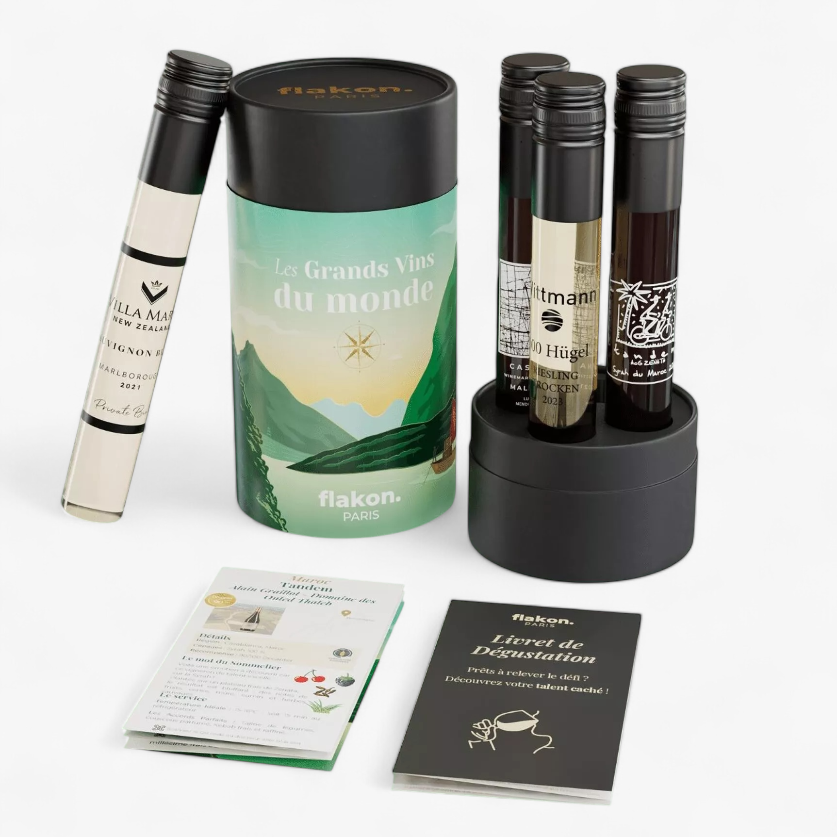 Coffret Vin du Monde Flakon – 4 Vins en Tubes de 100 ml