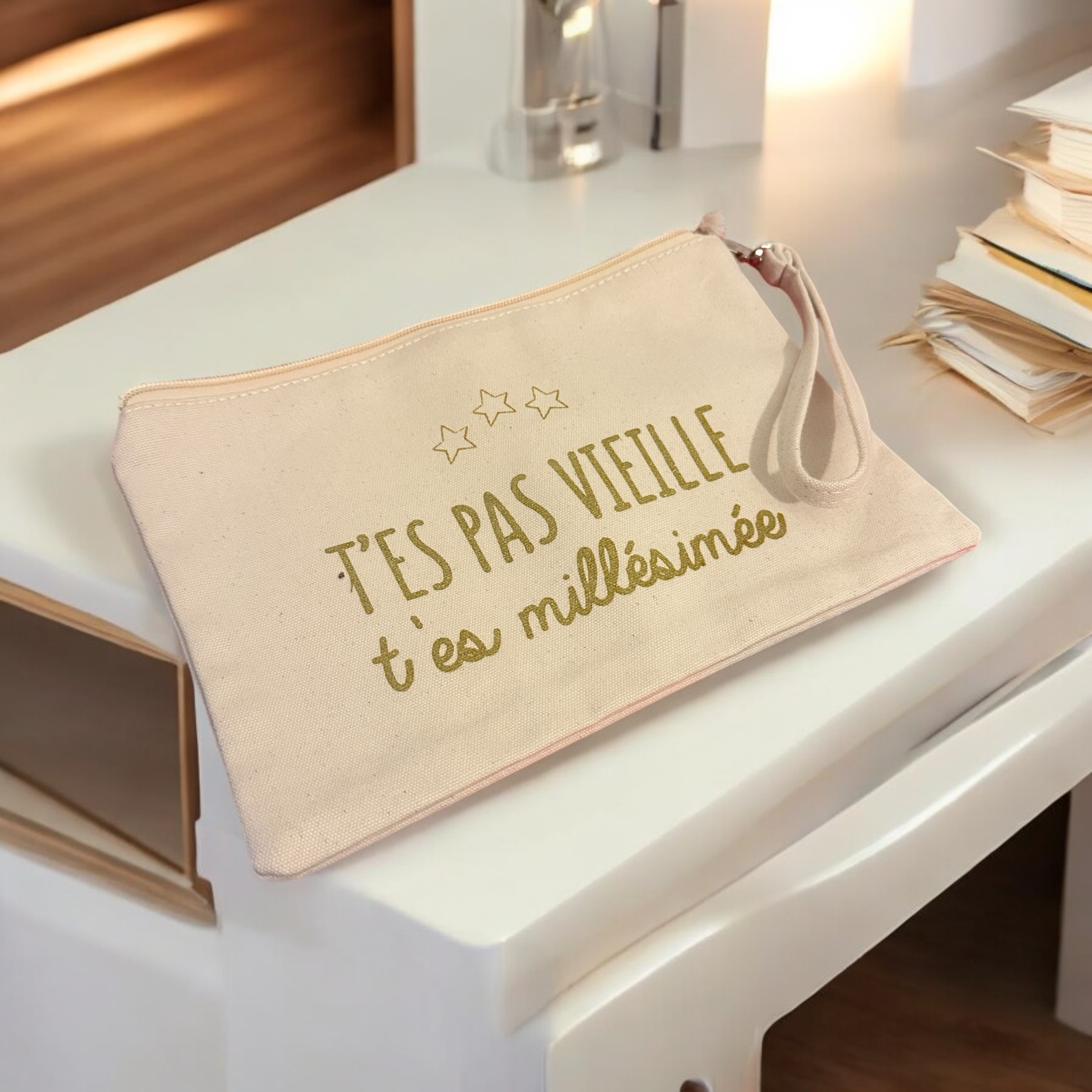 Pochette Femme avec Dragonne en Coton-Humour Anniversaire
