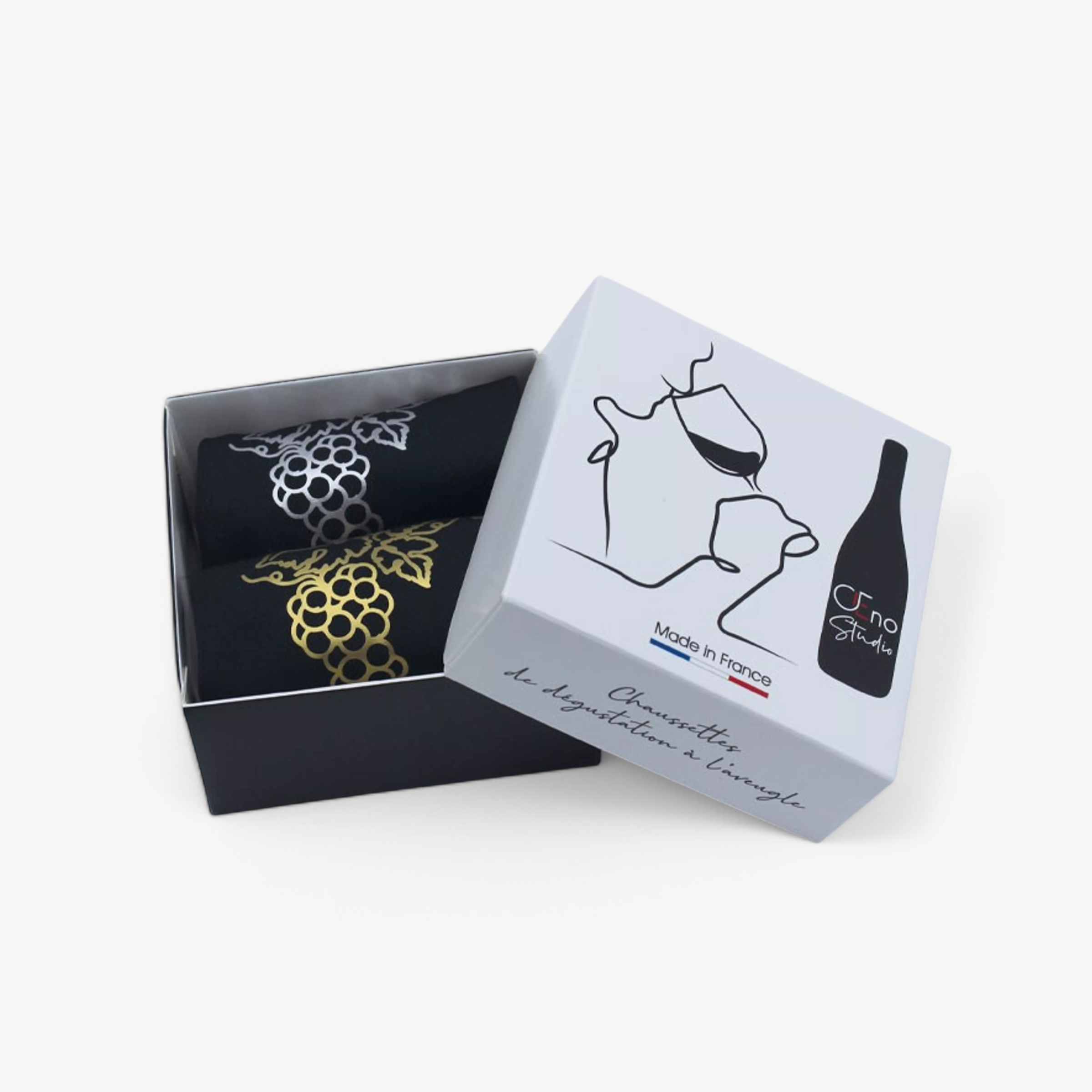 Chaussettes de Dégustation Vin à lAveugle-Motif Raisin