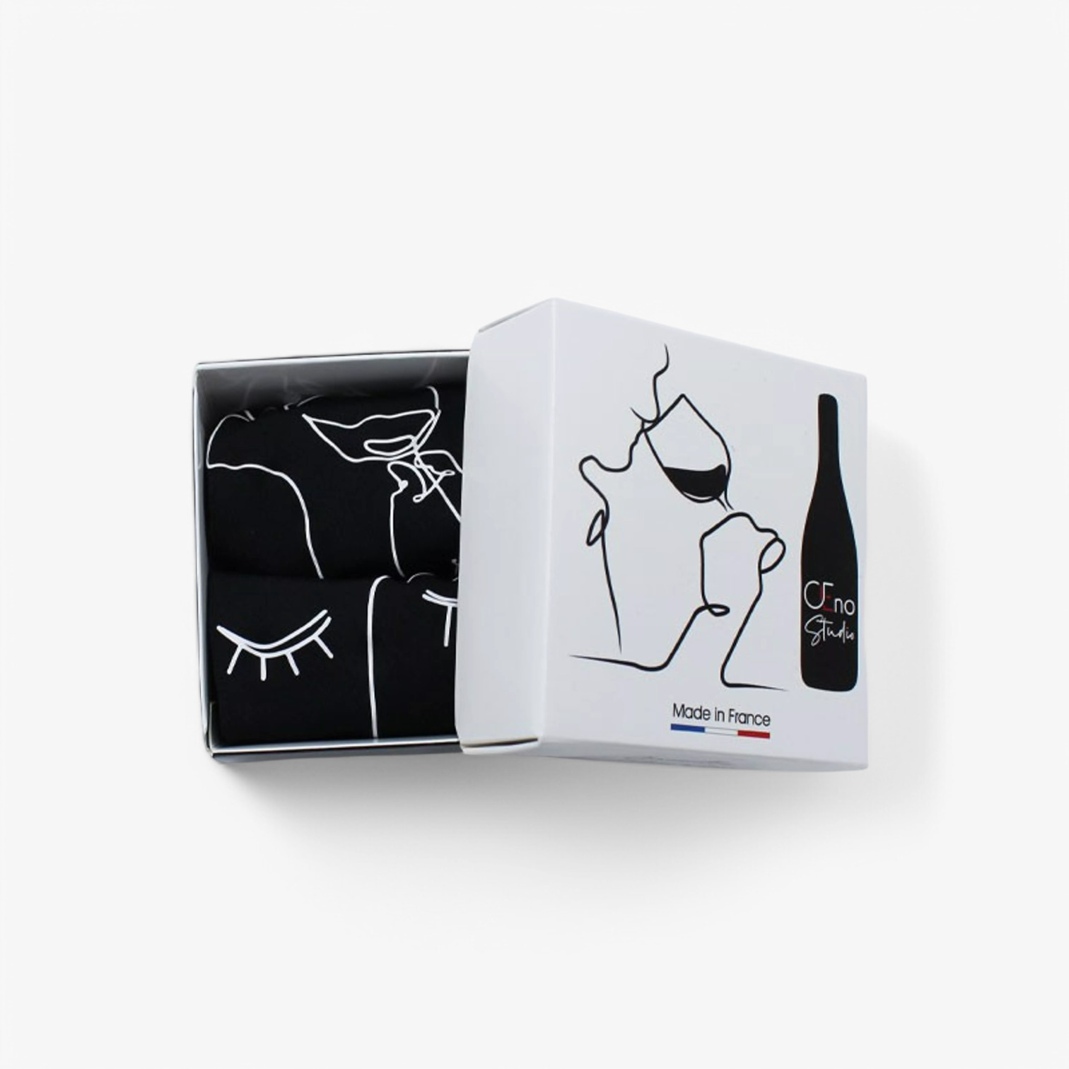 Duo Chaussettes Dégustation Bouteille Vin, Motifs Contemporains