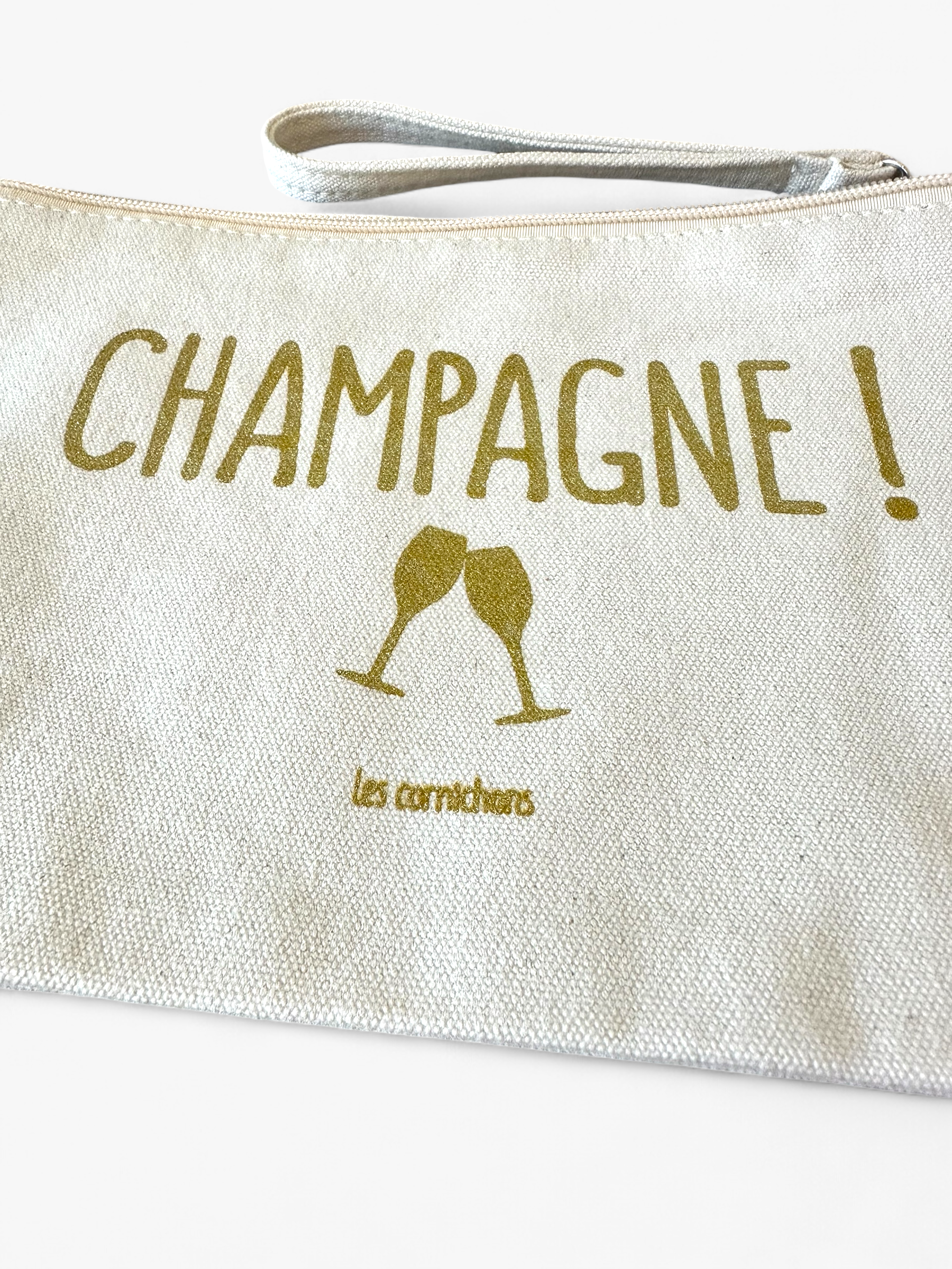 Pochette Coton avec Dragonne Femme,  inscription "Champagne"