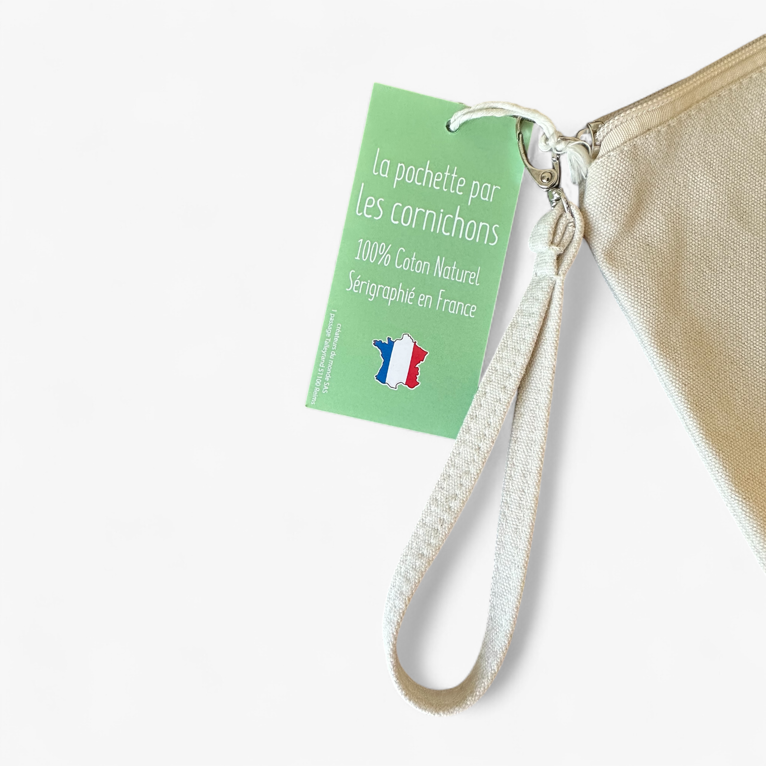 Pochette Coton avec Dragonne Femme,  inscription "Champagne"