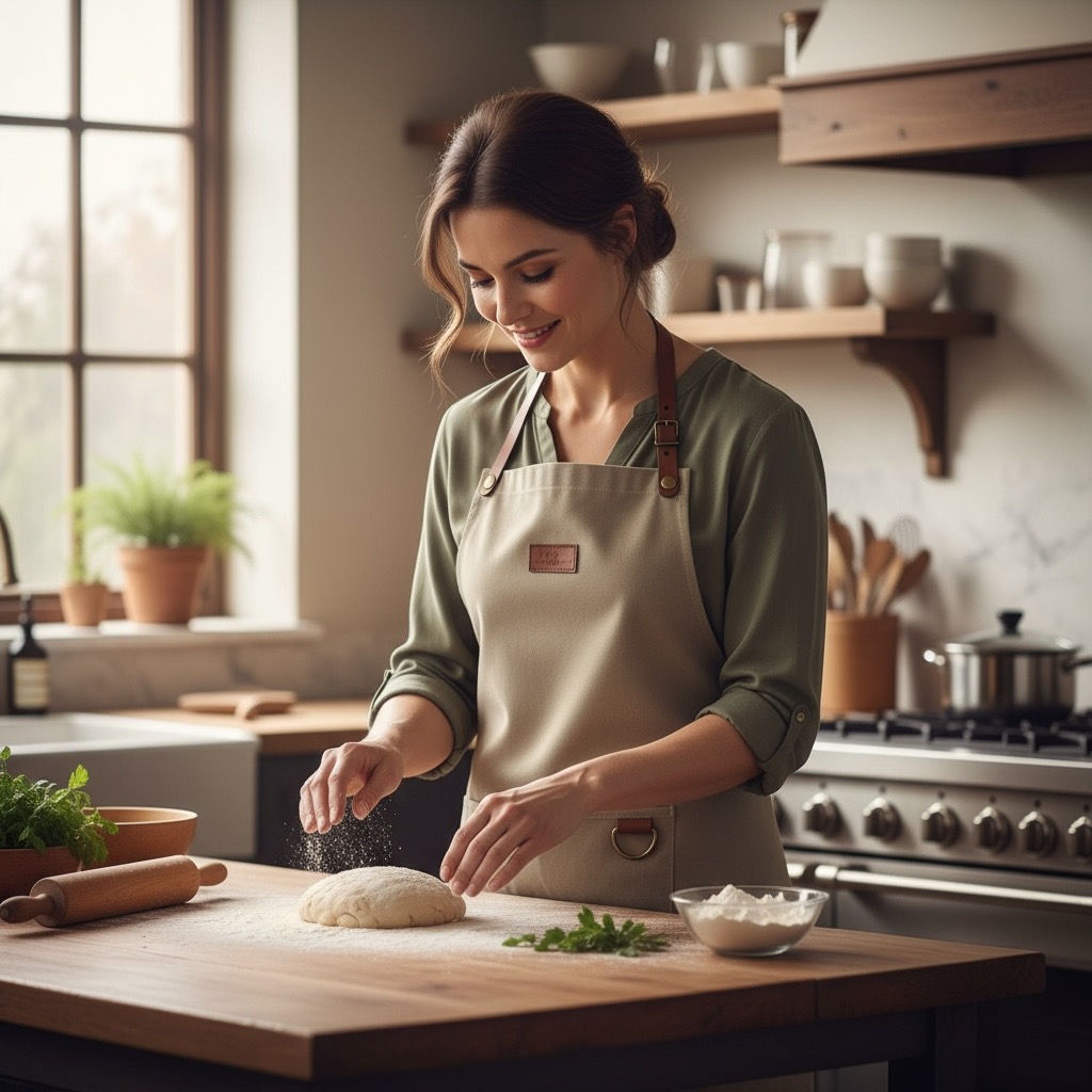 Tablier de Cuisine Taupe en Coton Epais – Femme ou Homme
