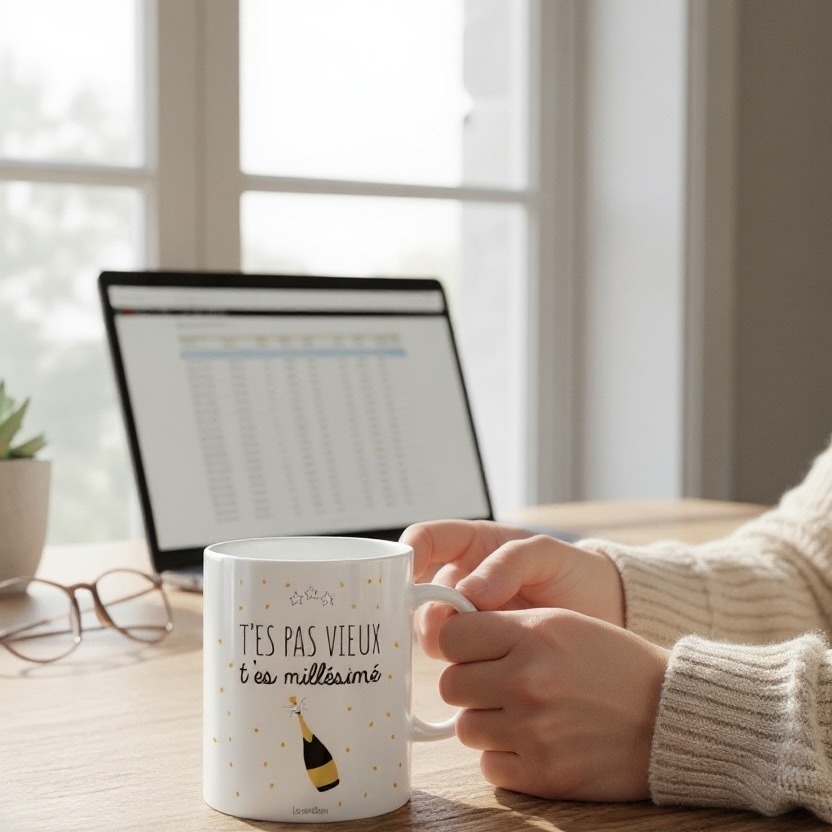 Mug Anniversaire Drôle : T’es pas vieux, t’es millésimé