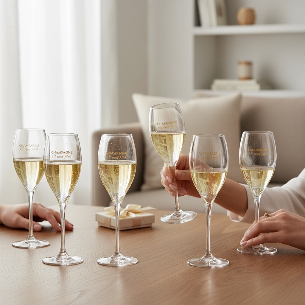 Flûtes Champagne “Champagne s’il vous plaît” – Lot de 6