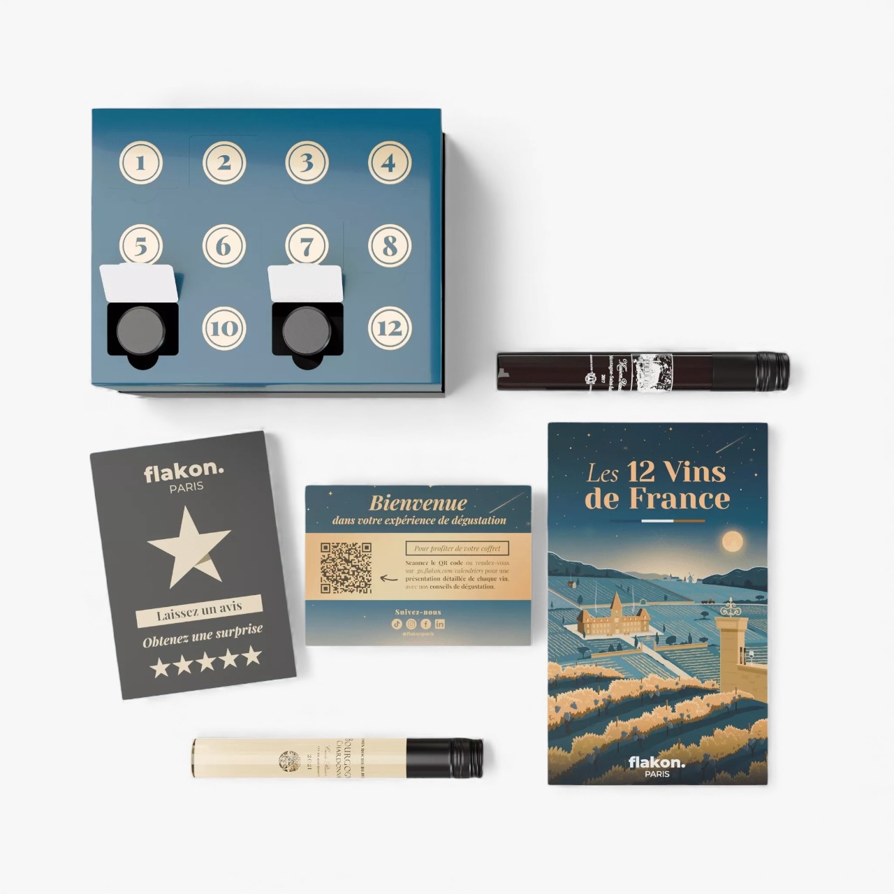 Coffret Dégustation 12 Vins de France en Tubes, Flakon Paris